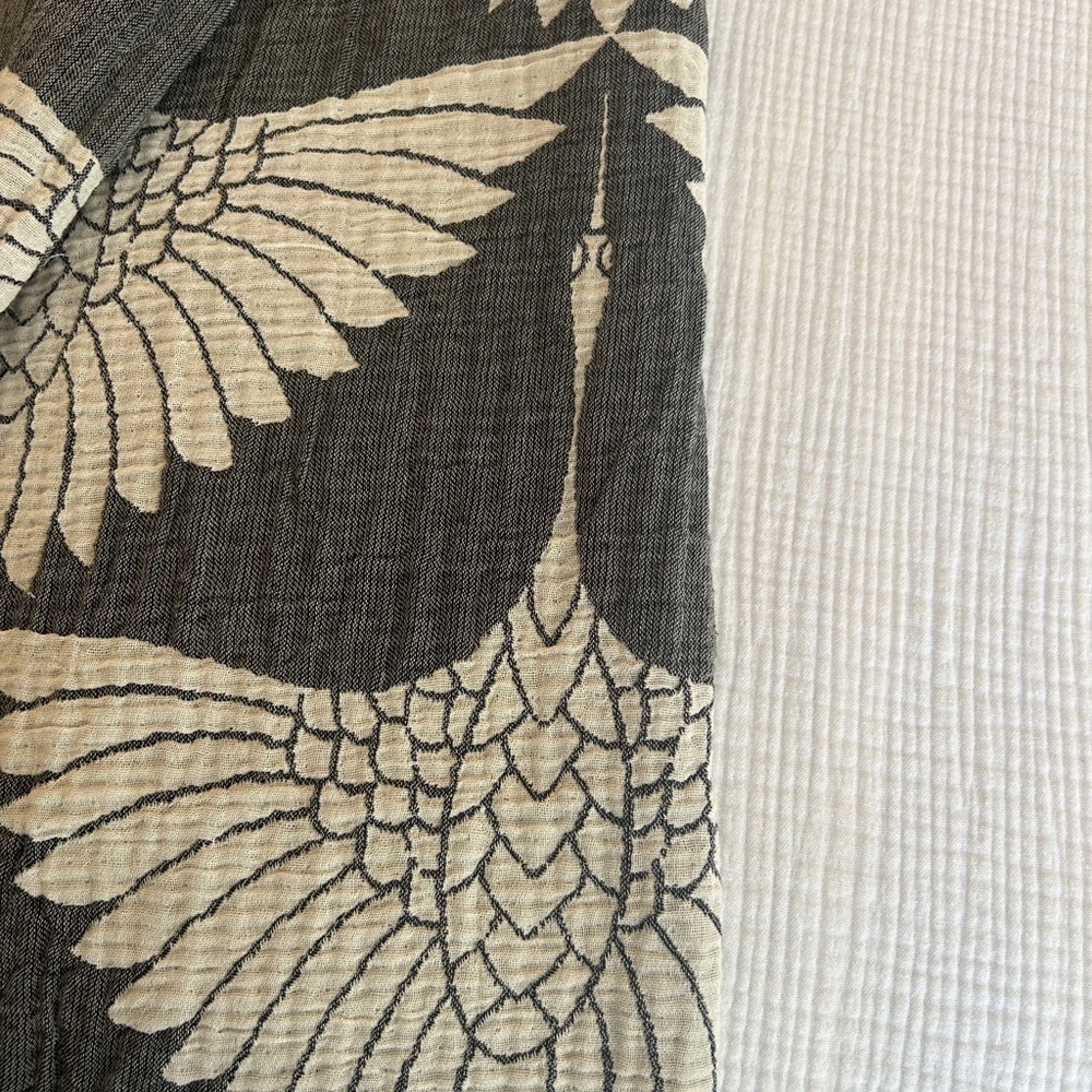 Modern Black + Gray Birds in Flight Cranes Throw Blanket Organic Cotton 2 Side - Picture 15 of 16